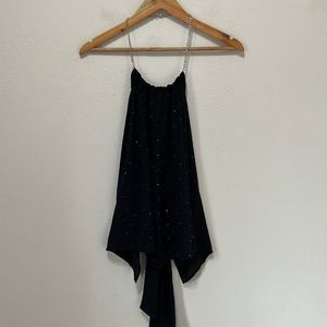 Express Black Rhinestone Chain Tie-Back Body Shaping Blouse